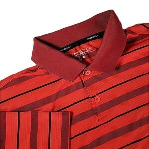 Nike Golf Polo Shirt Mens Medium Red Striped  Dri Fit Tour Performance Small‎